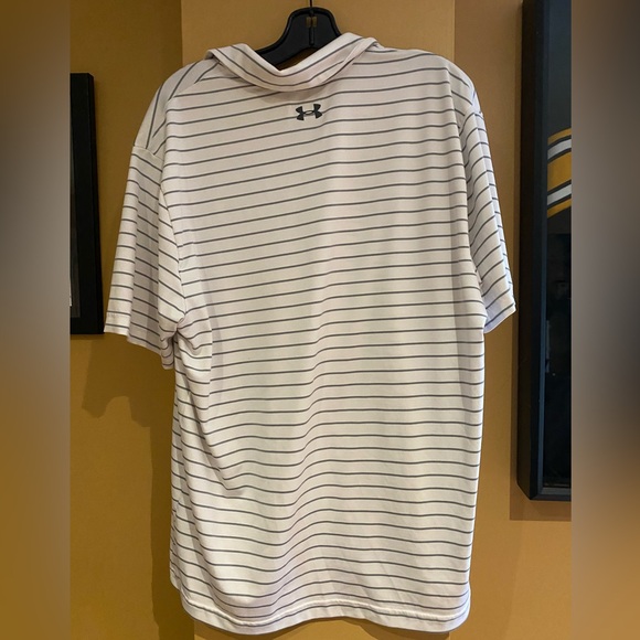 Under armour white grey striped L golf shirt - Picture 2 of 3